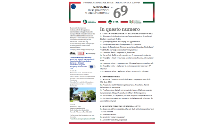 Newsletter Formazione Progettazione Ricerca Europea N°69